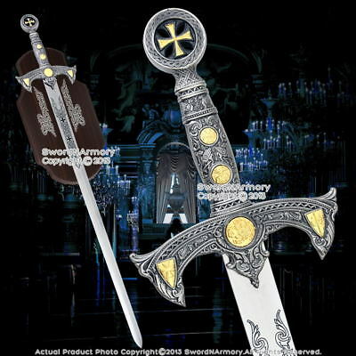 47" Long Full Size Medieval 12th Century Knights Templar Crusader Sword W/ Plaq
