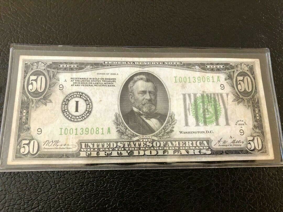 1928a $50 Gold Certificate. Very Nice Condition. No Holes