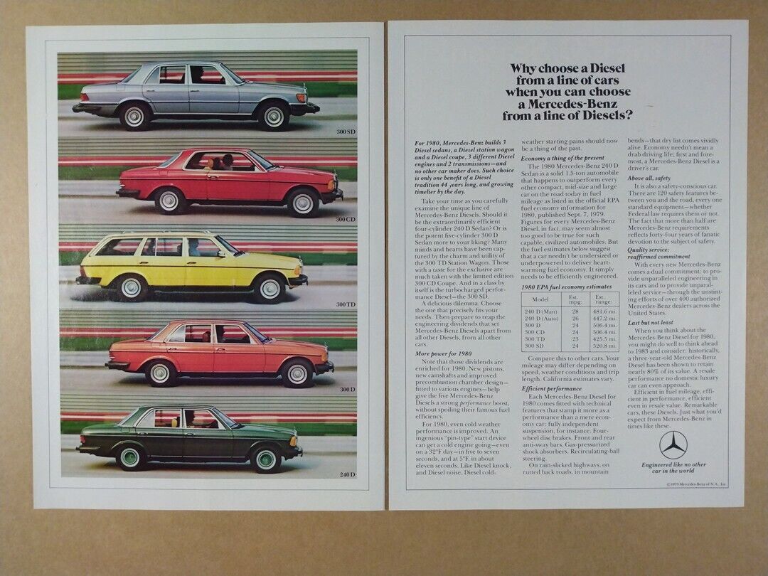 1980 Mercedes-benz 300sd 300cd 300td 300d 240d 2 Page Vintage Print Ad