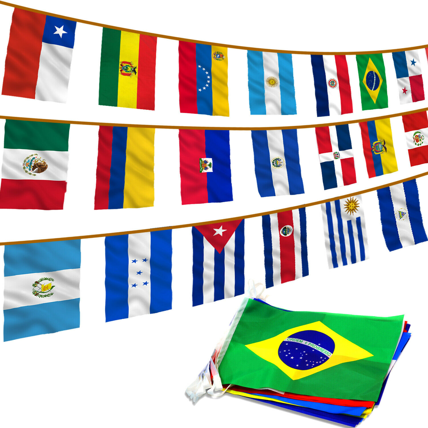 Anley Latin America 20 Countries String Flags - Assorted Latino Flag Banners