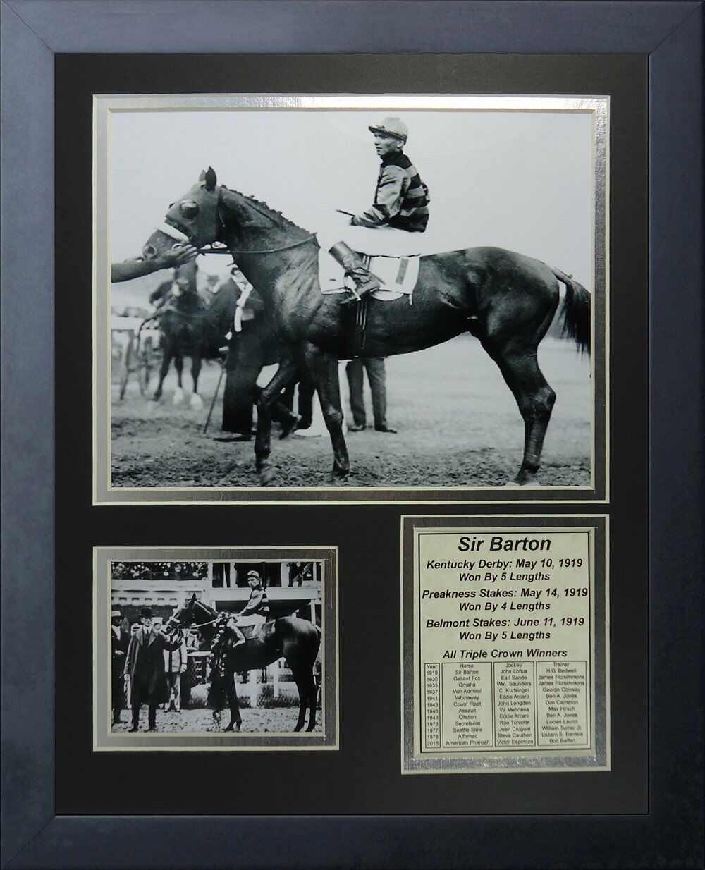 11x14 Framed Sir Barton 8x10 Photo 1919 Triple Crown Winner John Loftus