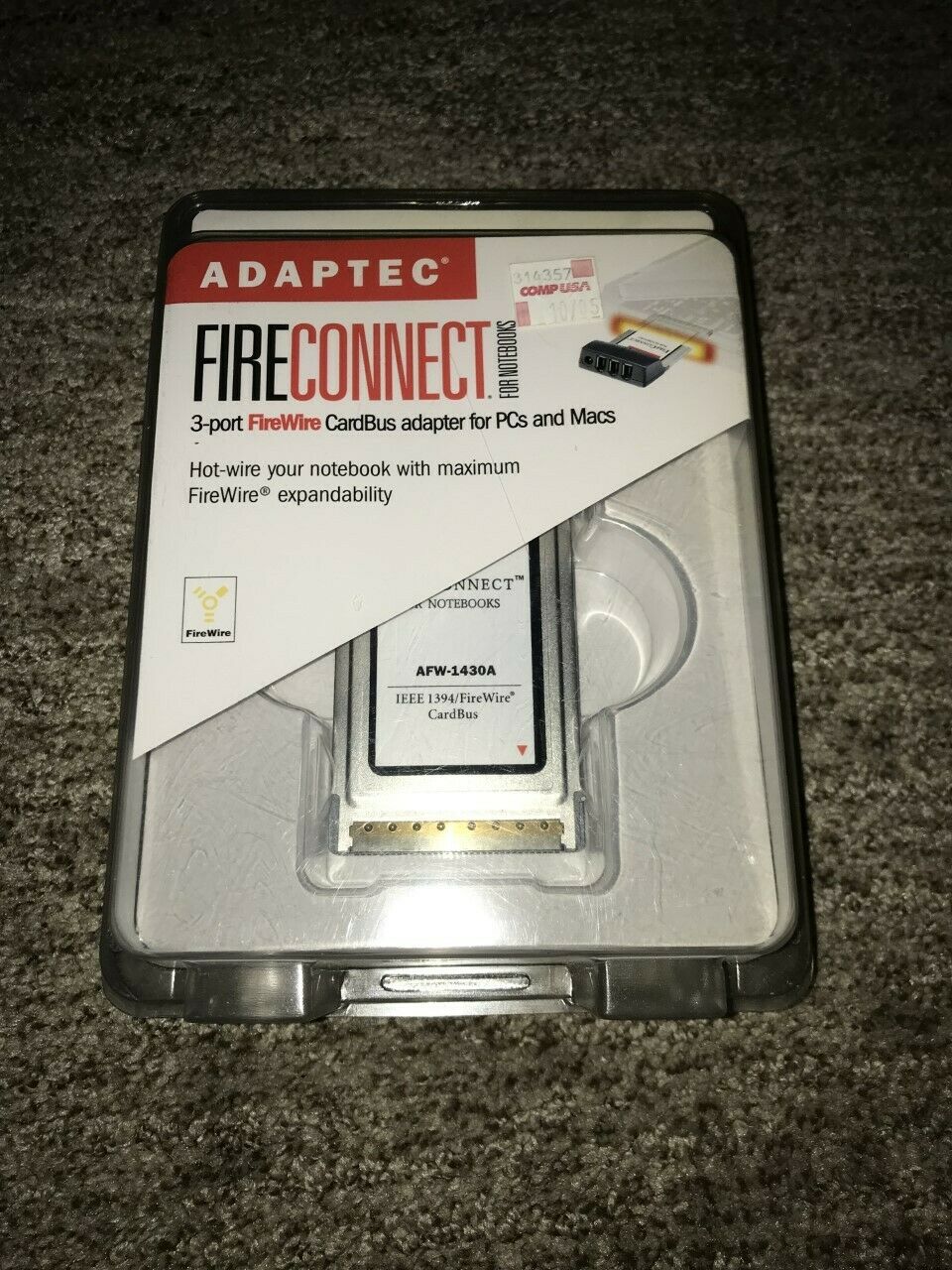 New Adaptec Fire Connect For Mac & Notebooks - 3-port Firewire Cardbus Afw-1430a