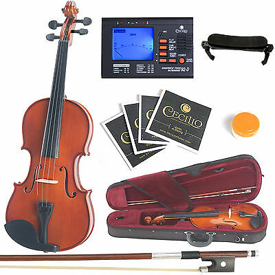 Mendini Solidwood Violin 4/4 Full Size +tuner+shdrest+extrastrings+case~4/4mv200