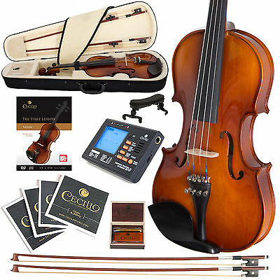 New Cecilio 4/4 Ebony Fitted Violin +tuner+books