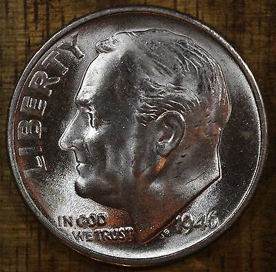 1946 S Roosevelt Dime Ch Bu Luster! 90% Silver Us Coin From Obw Rolls