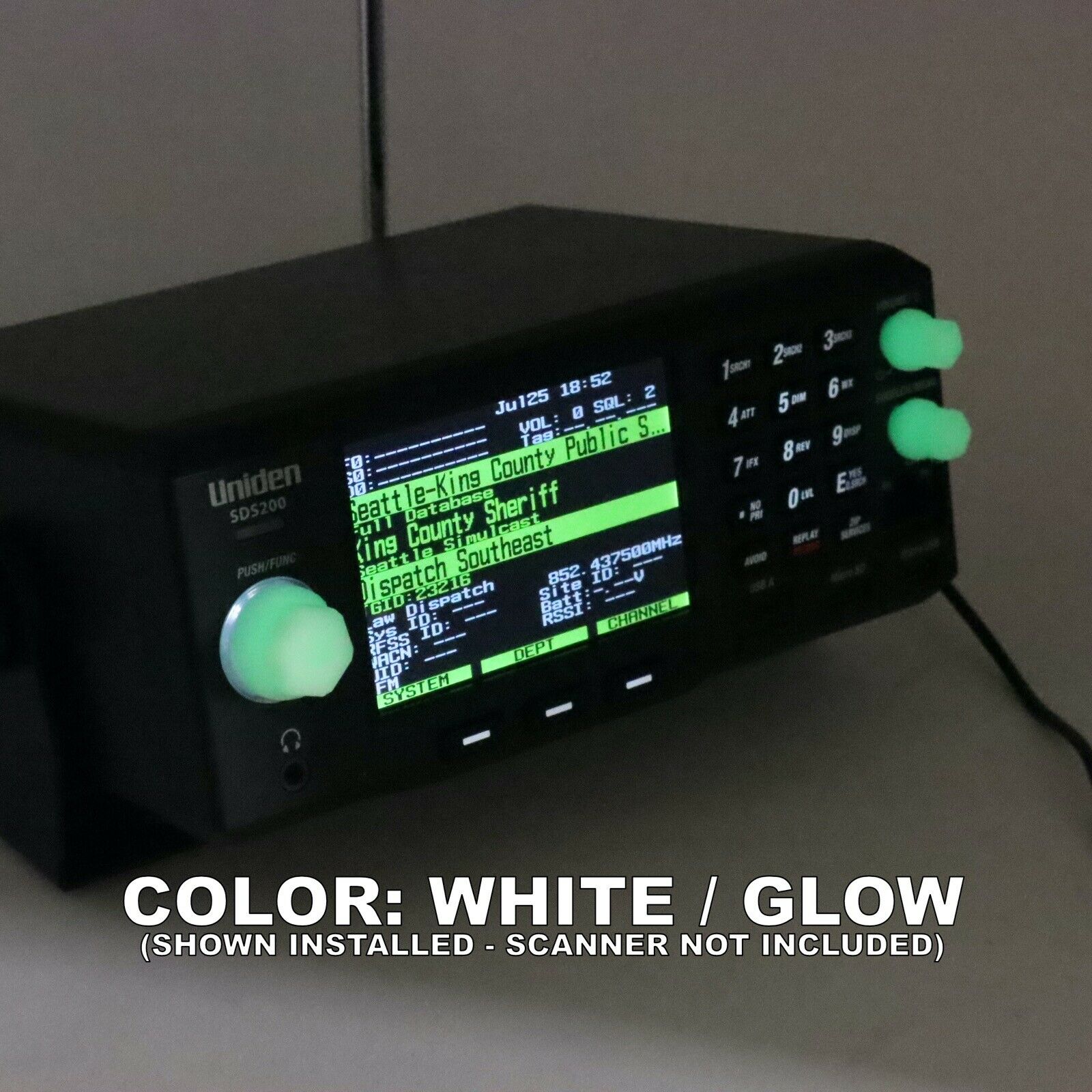 Custom Accessories For Uniden Sds200 Scanner - Glow / Colored Knobs / Desk Stand