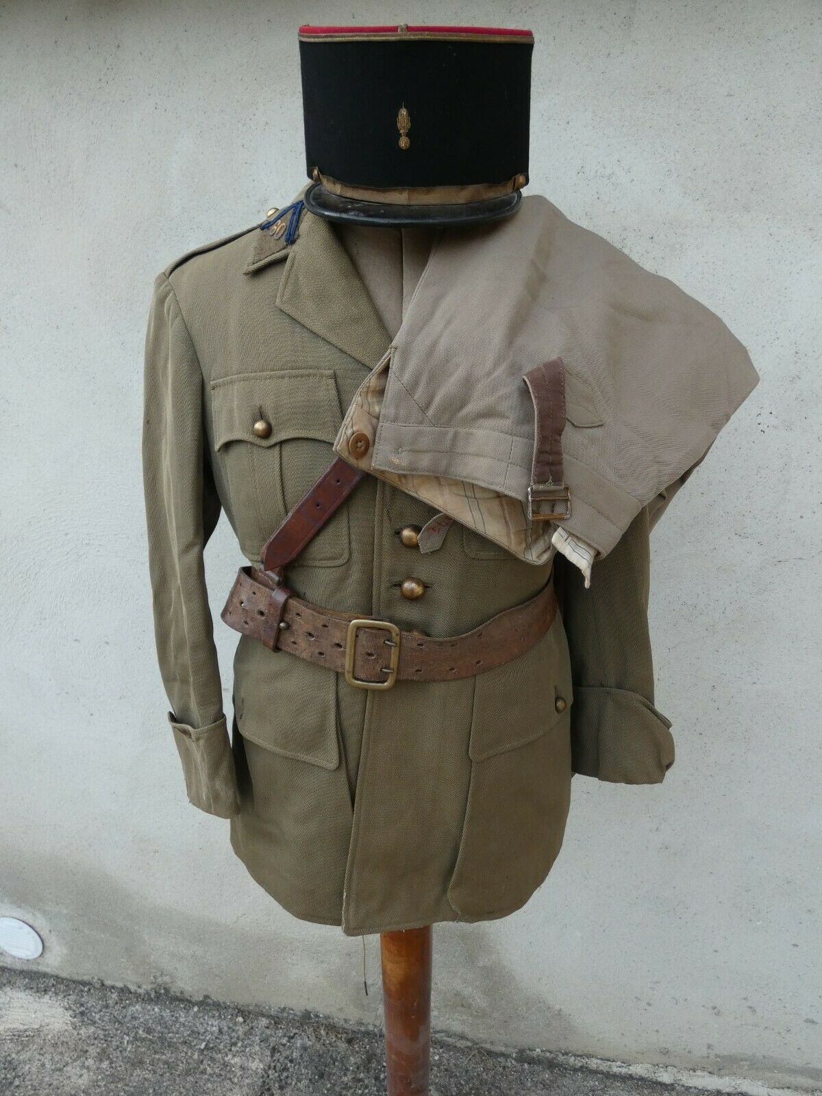 Original Ww2 French Infantry Officer Grouping Hat Kepi Jacket Belt Trouser's