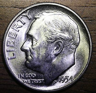 1954 S Roosevelt Dime Ch Bu Luster! 90% Silver Us Coin