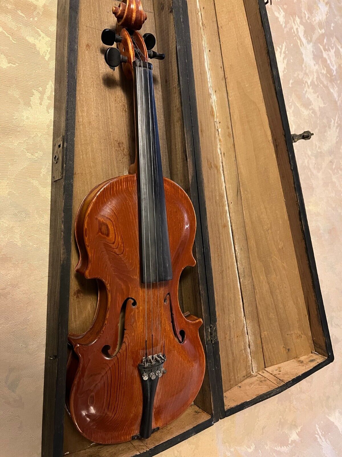Vintage Hand Made Violin Leo V Mc Lain No.16 1974? & Coffin Case Nice Wood