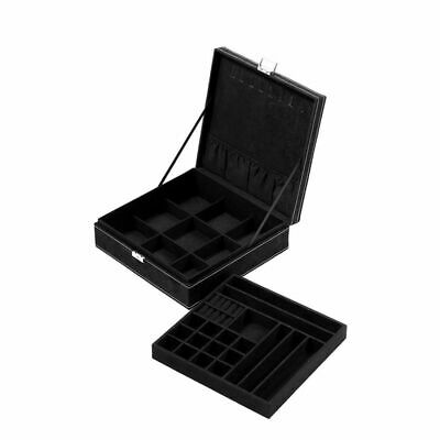 Two Layer Jewelry Box Organizer Display Storage Case With Lock & Key