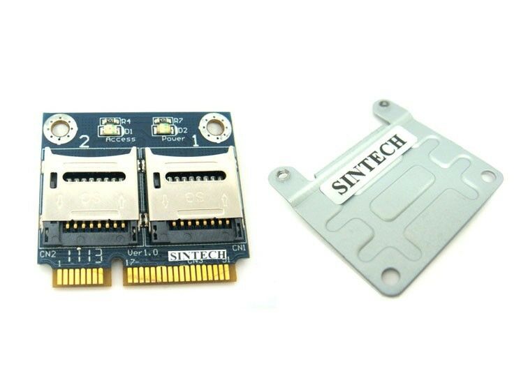 Sintech Dual Micro Sd/sdhc/sdxc To Mini Pcie Pci-e Mpcie Card Reader Adapter
