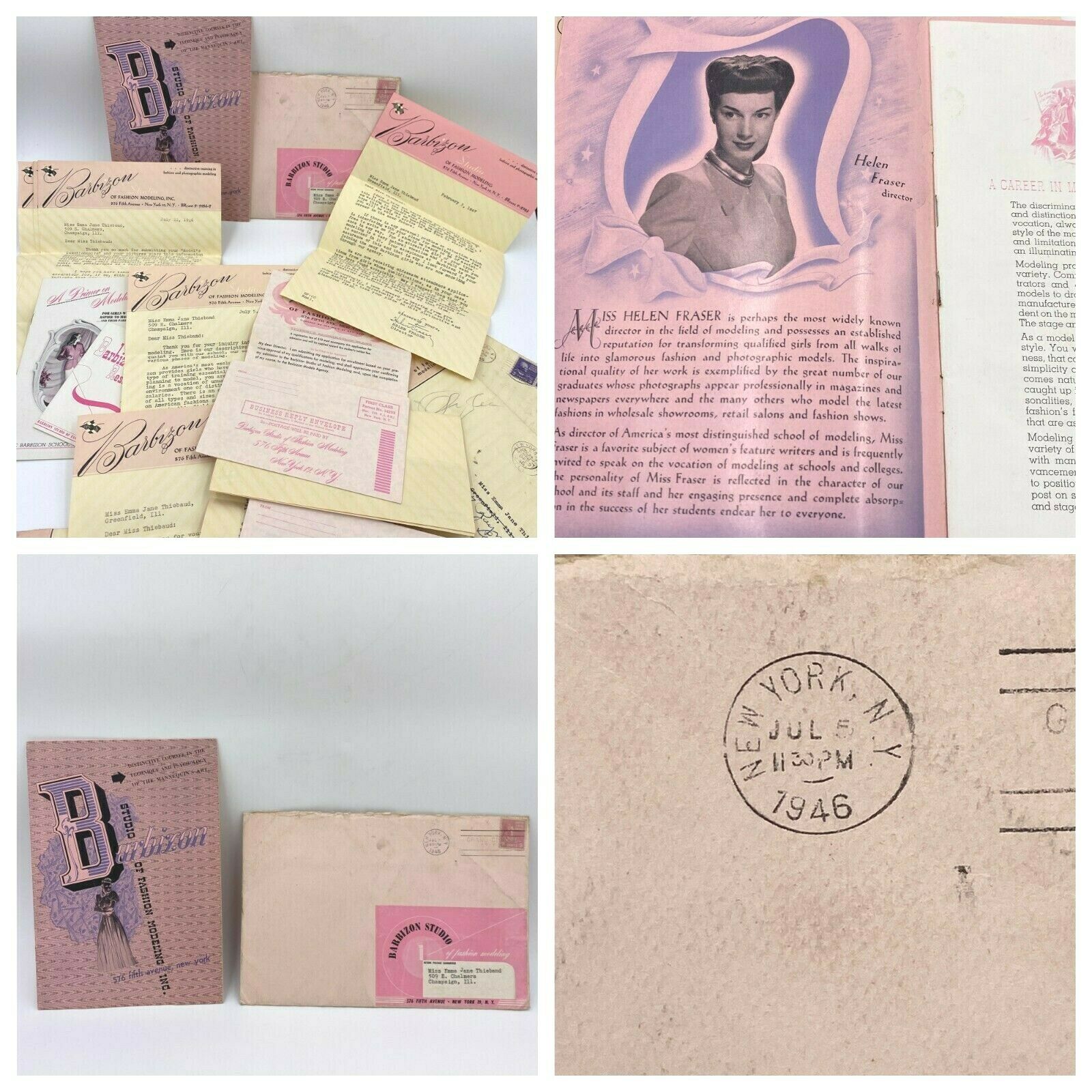 Vintage 1946 Barbizon Model Course Booklet 4 Letters Helen Fraser Signature Bk4