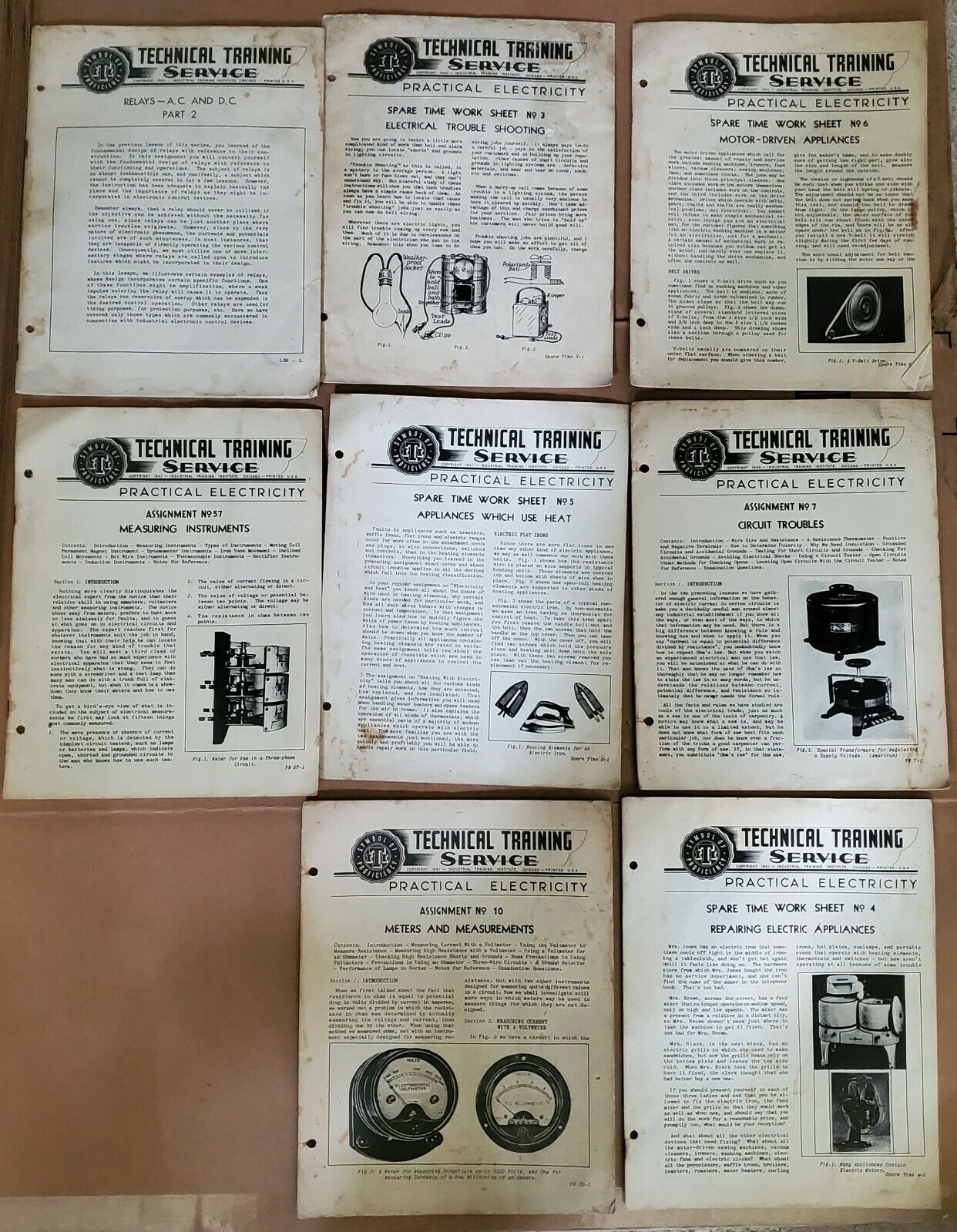 Lot Of 8 1940s Technical Training Service Manuals Ephemera