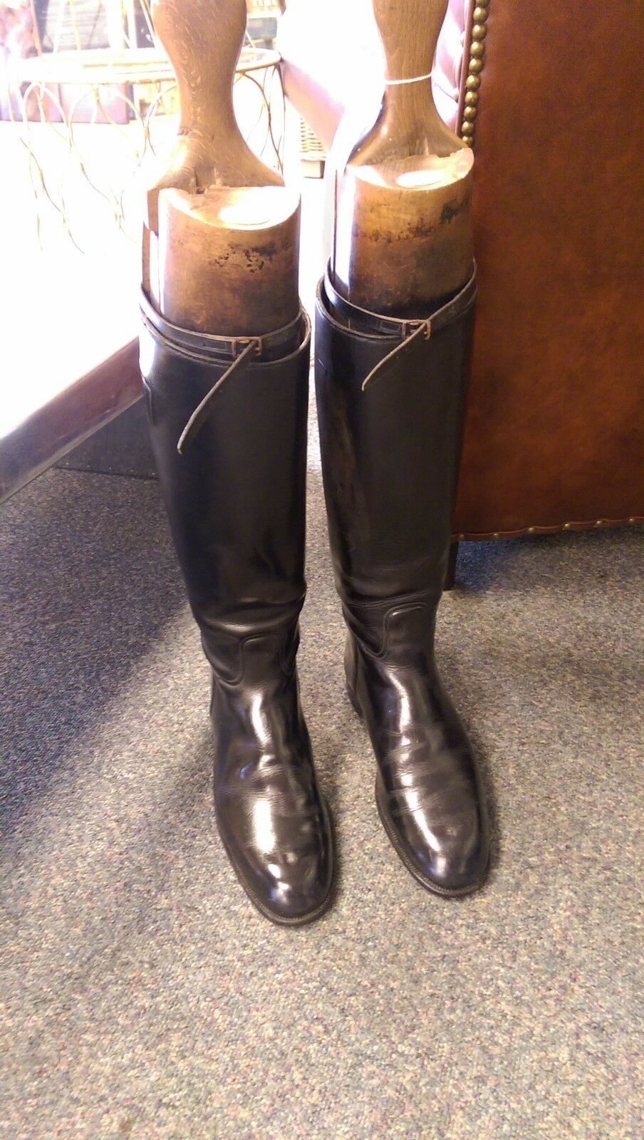 Maxwell Black Leather Riding Boots With Wooden Trees Inside Vintage Riding Boots