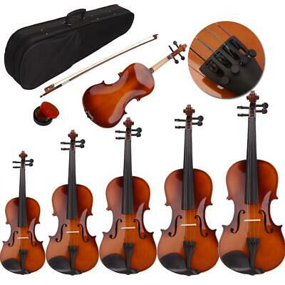 1/2 1/8 1/4 3/4 4/4 Basswood Natural Acoustic Violin Fiddle Set W/case Bow Rosin
