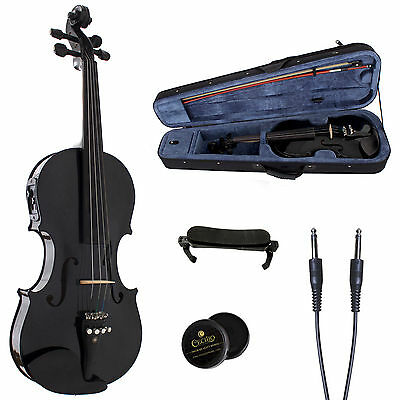 Cecilio Acoustic Electric Violin Metallic Black Ebony Fitted Cvnae-black