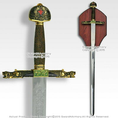 40" Knight Medieval Arming Sword Stainless Steel Blade With Display Plaque
