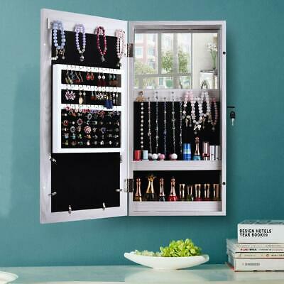 Hanging Wall Mount Photo Display Jewelry Armoire Cabinet Organizer Box W/ Mirror
