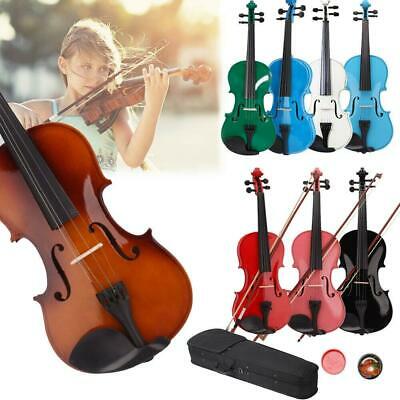 Student 4/4 Size Basswood Acoustic Violin Fiddle With Case Bow Rosin Colorful