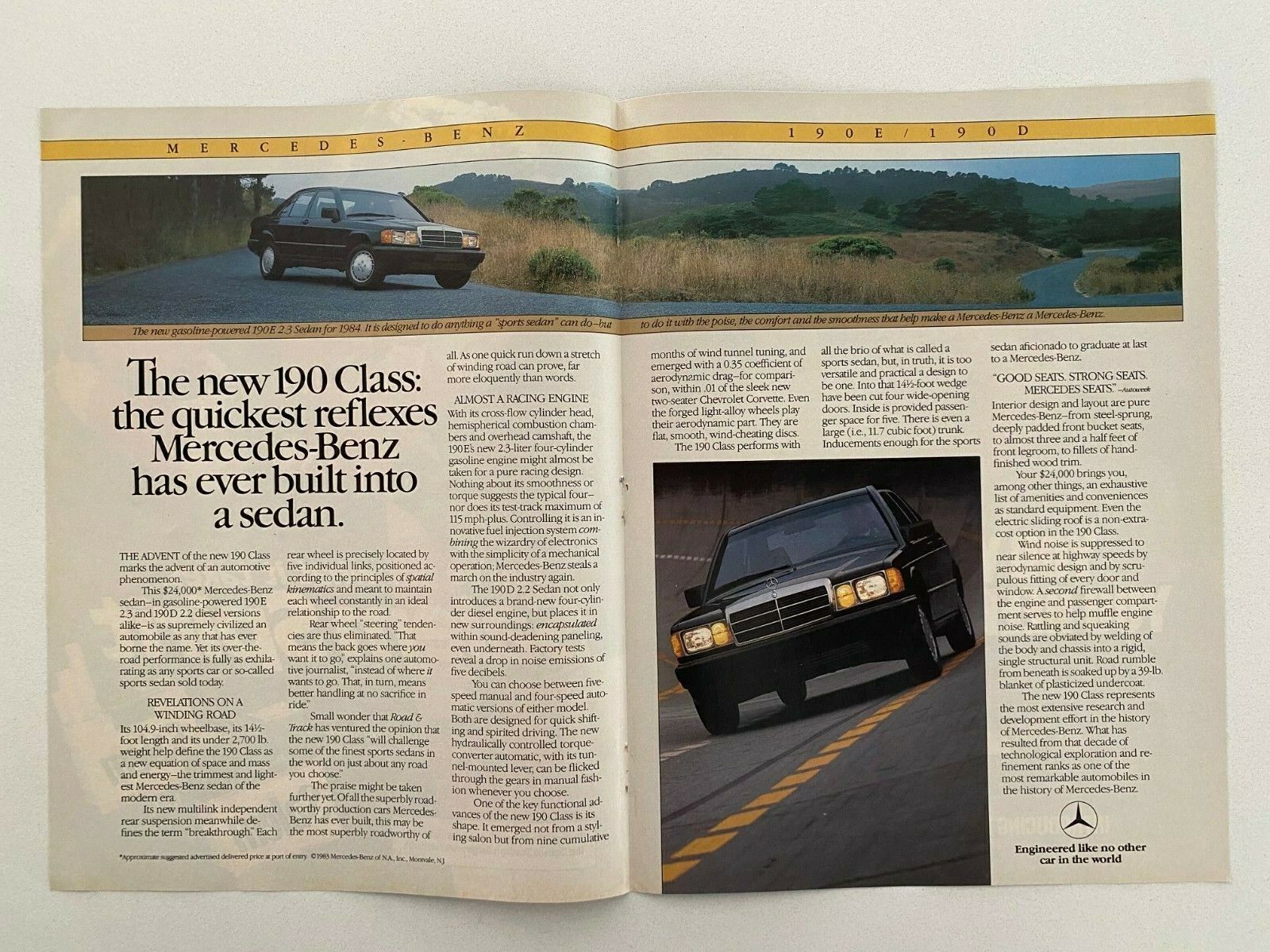 Mercedes-benz 190 Class Vintage 1983 Print Ad