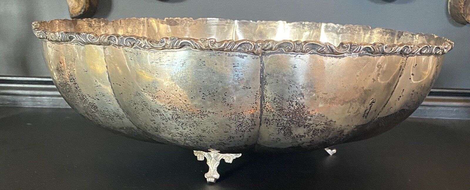 Mexico Df 925 Sterling Silver 16.5" Footed Bowl 1,814.37 Grams Signed 4 Pounds!!