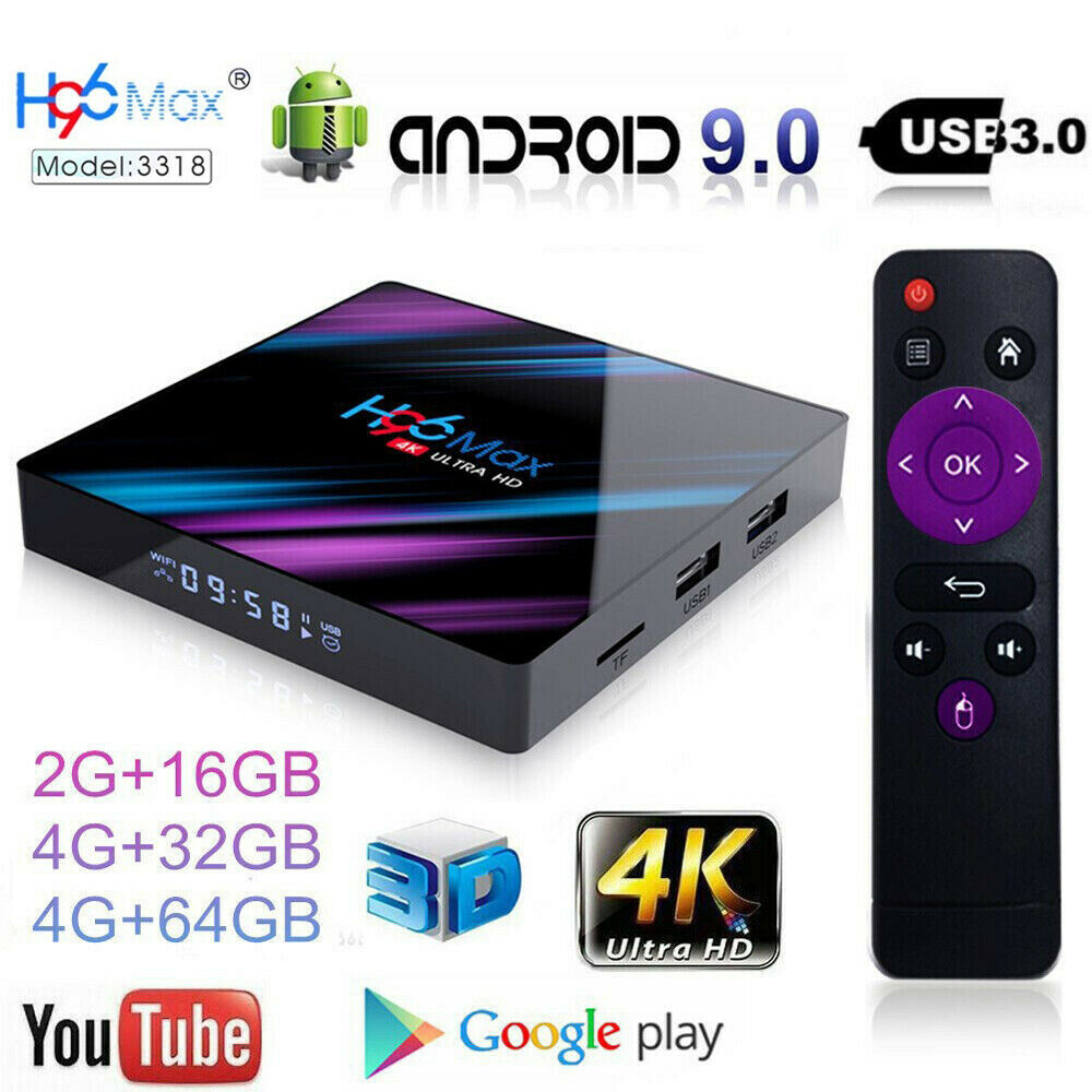 H96 Max Android 9.0 Smart Tv Box 64g Quad Core 4k Hd 5.8ghz Wifi Media Player