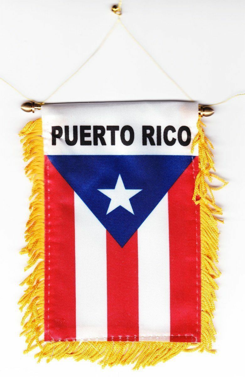 Puerto Rico Mini Banner Flag Great For Car & Home Window Mirror Hanging 2 Sided