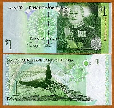 Tonga, Kingdom, 1 Pa'anga, Nd (2008; 2014), P-37, New Signature, Unc > Whale