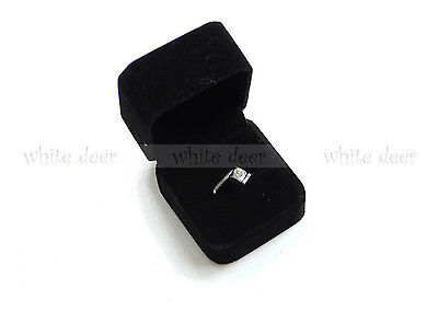 High Quality Black Velvet Ring Gift Square Box Case Jewelry Display Showcase