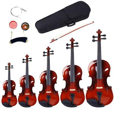 Glarry 1/4 1/2 3/4 4/4 1/8 Size Acoustic Maple Violin Fiddle Set Natural Color