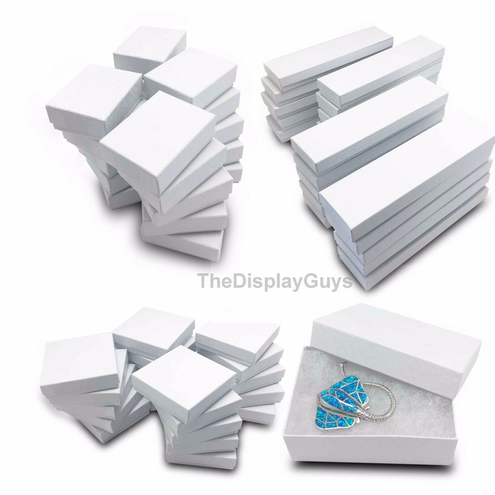 White Swirl Cotton Filled Gift Boxes Jewelry Cardboard Box Lots Of 12~25~50~100