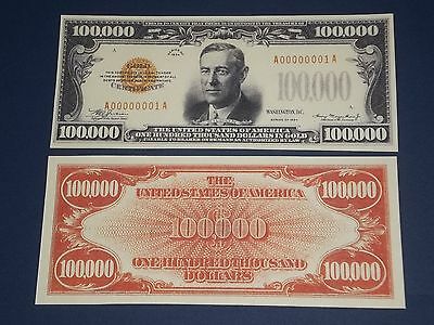 Nice Crisp Uncirculated 1934 $100,000 Gold Certificate Copy Note!