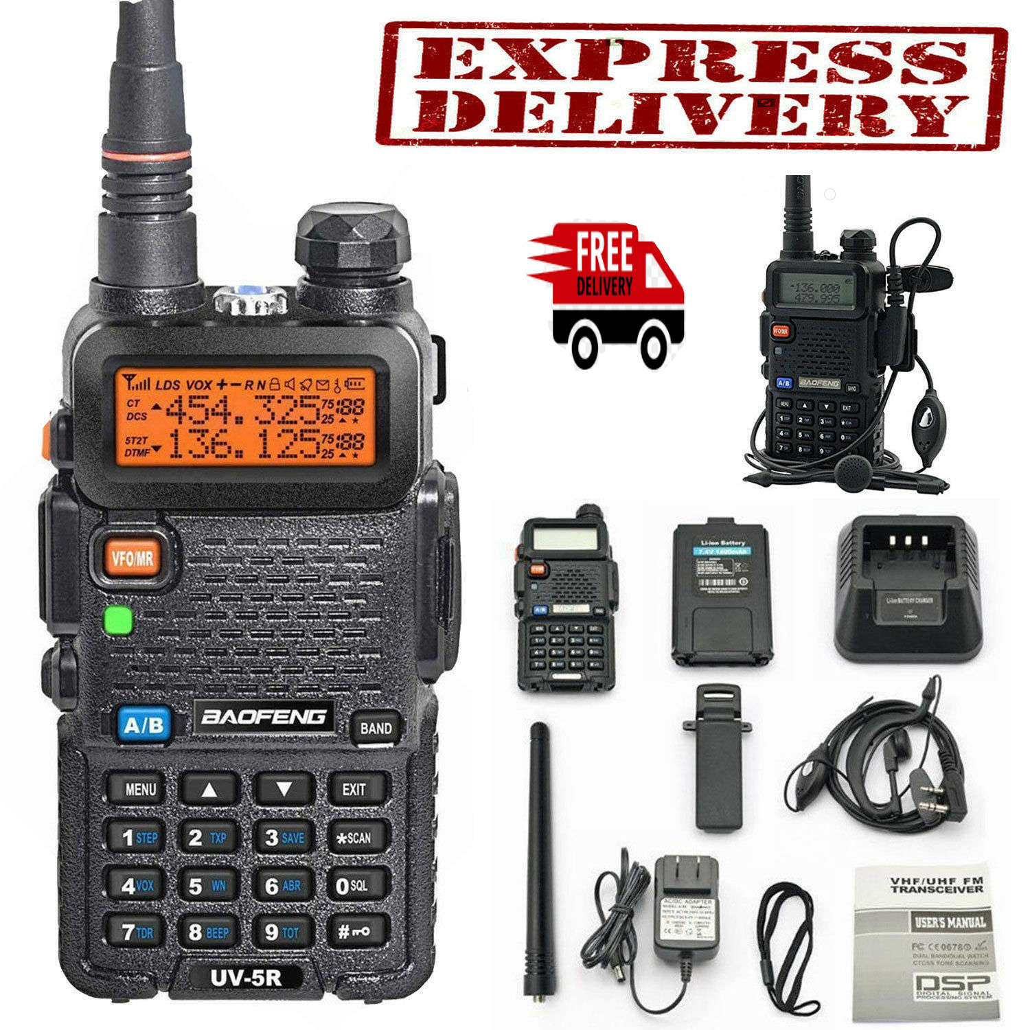 Police Fire Radio Two Way Scanner Transceiver Handheld Portable F-antenna Ham Us