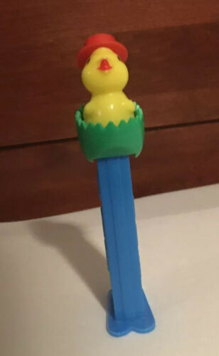 Pez Dispenser Yellow Chick In Red Hat In Green Egg With Feet Collectible Easter