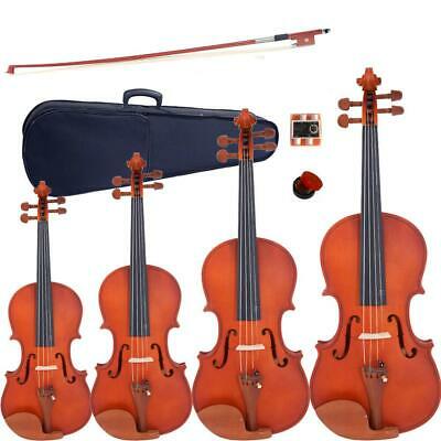 4/4 3/4 1/4 1/2 Matte Maple Acoustic Violin Fiddle +case+bow+rosin+tuner+strings