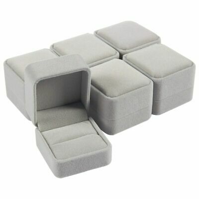 6 Pcs Jewelry Box Set, Velvet Gift Box & Single Ring Box Case For Proposal, Grey