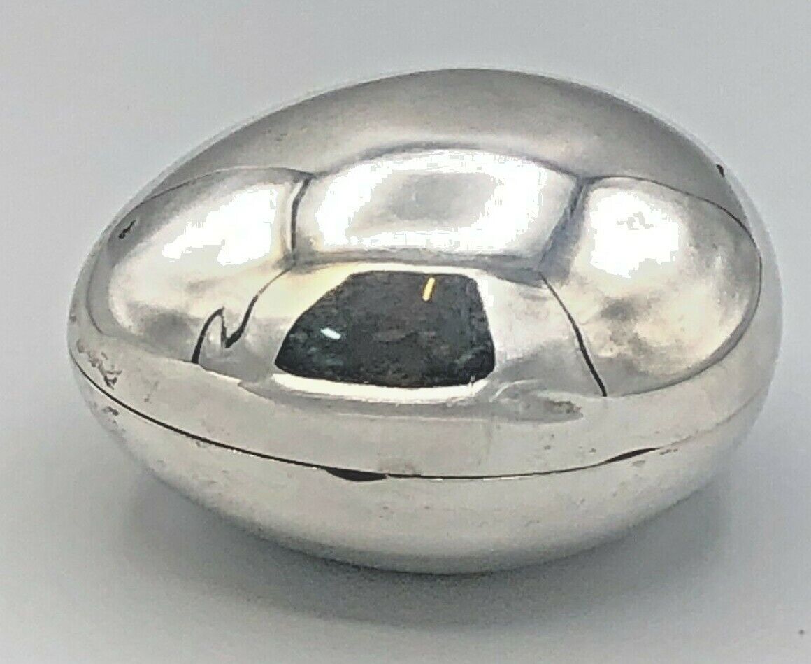 Tiffany & Co. Sterling Silver Large Egg Box With English Hallmarks 4.25" X 3"