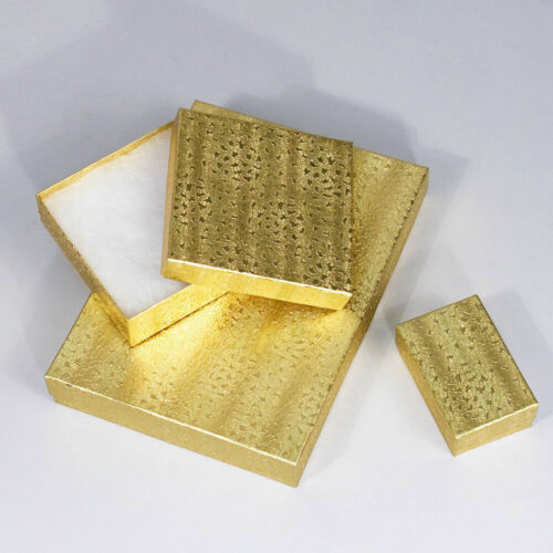 Gold Color Cotton Filled Gift Boxes Jewelry Cardboard Box Lots Of 10~20~50~100