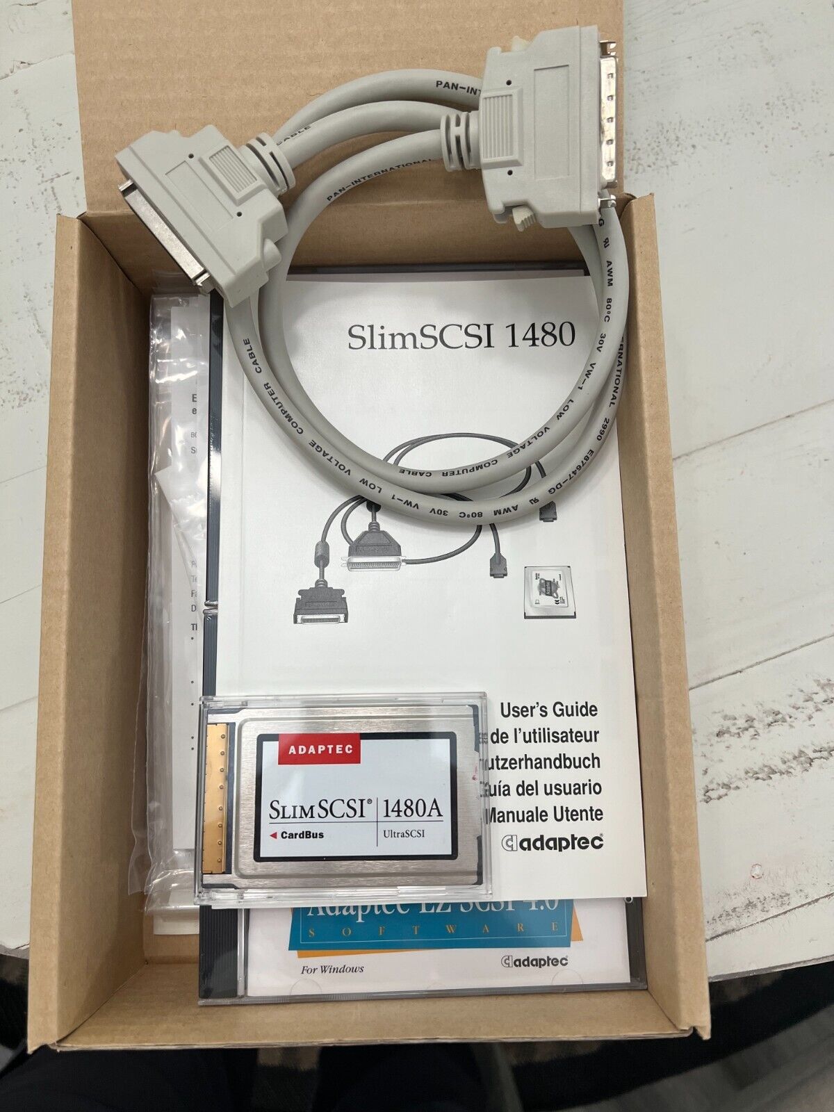 Adaptec Slimscsi Apa-1480a Cardbus To Ultra Scsi Adapter With Cable, Box, Cds