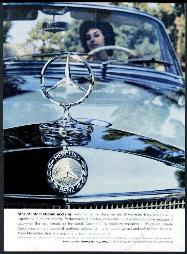 1959 Mercedes Benz Convertible Car Hood Star Ornament Photo Vintage Print Ad