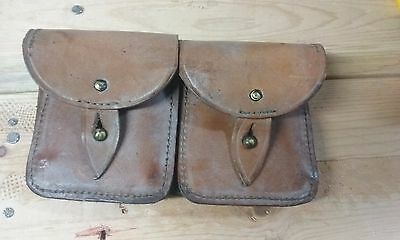 French Military Mas Leather Ammunition Pouch 2 Magazine Capacity  #g1