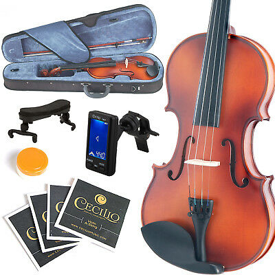 Mendini Full Size 4/4 Violin Solidwood Satin Antique+tuner+shoulderrest 4/4mv300