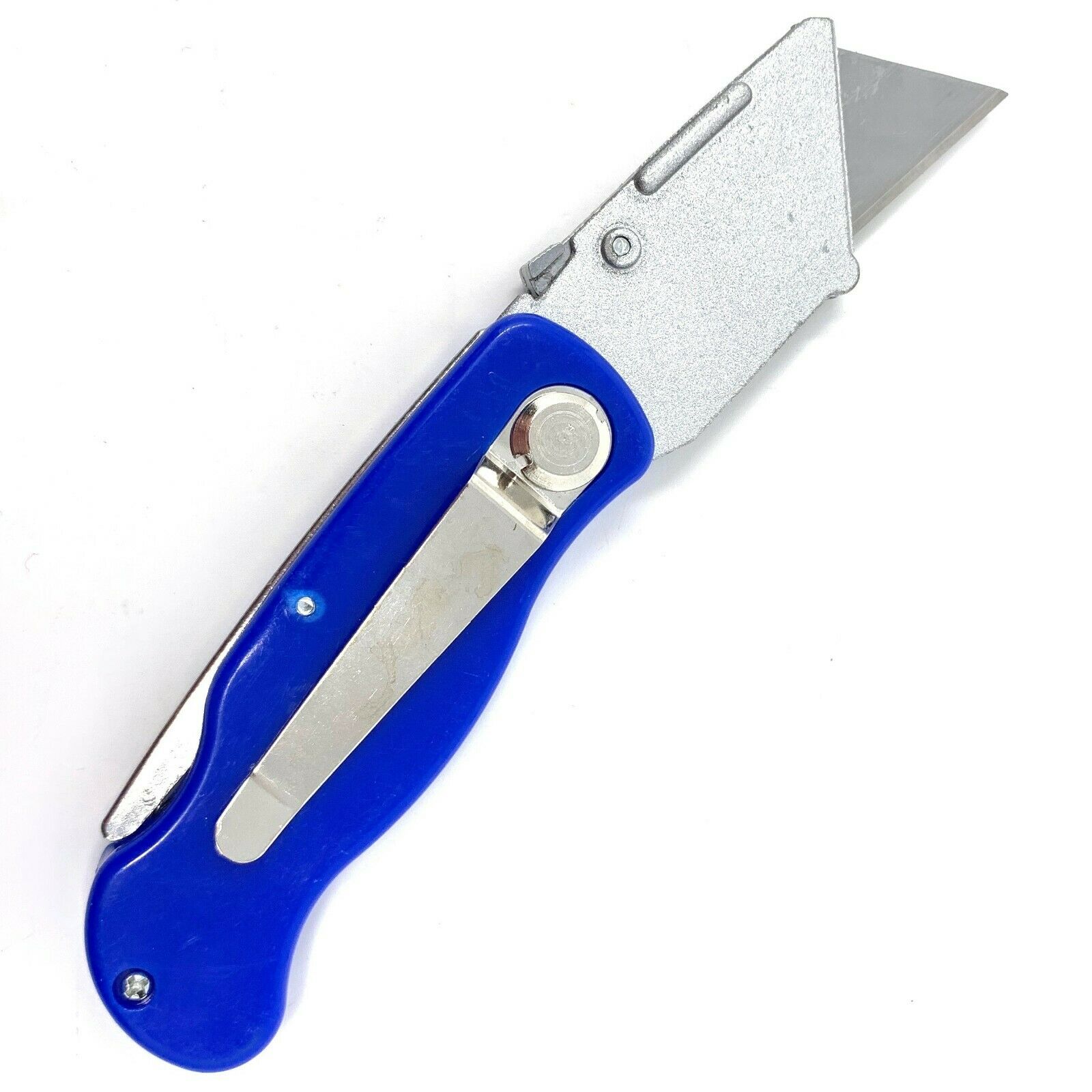 Folding Utility Pocket Knife Box Cutter With Lock Blade Blue 6 Blades