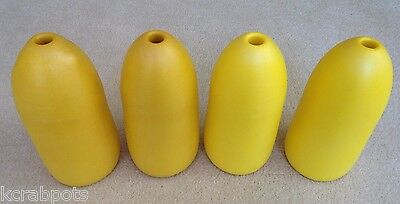 Yellow Commercial Grade Crab Pot & Trap Buoys Four Pack 5" X 11" Bullet