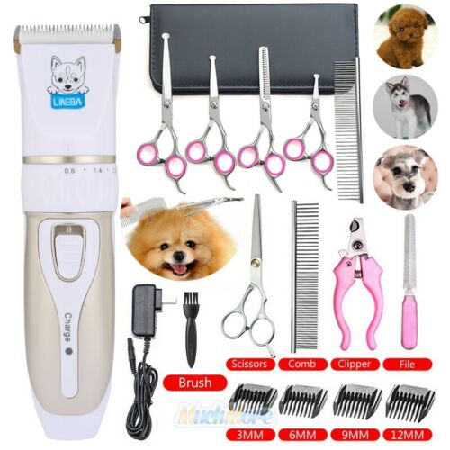 Professional Pet Dog Cat Clippers Scissors Hair Grooming Trimmer Shaver Kit Set