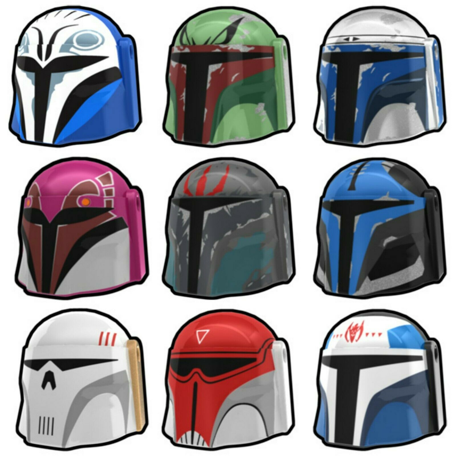 Arealight Mandalorian Helmet For Star Wars Minifigures -pick Style-