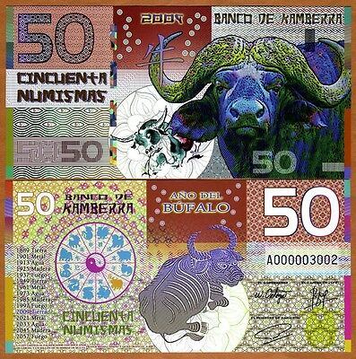 Kamberra, Polymer, 50 Numismas, China Lunar Year 2009 (2013), Unc, Ox (bull)