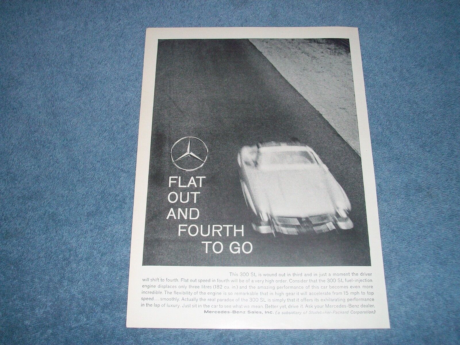 1959 Mercedes-benz 300sl Vintage Ad "flat Out And Fourth To Go"