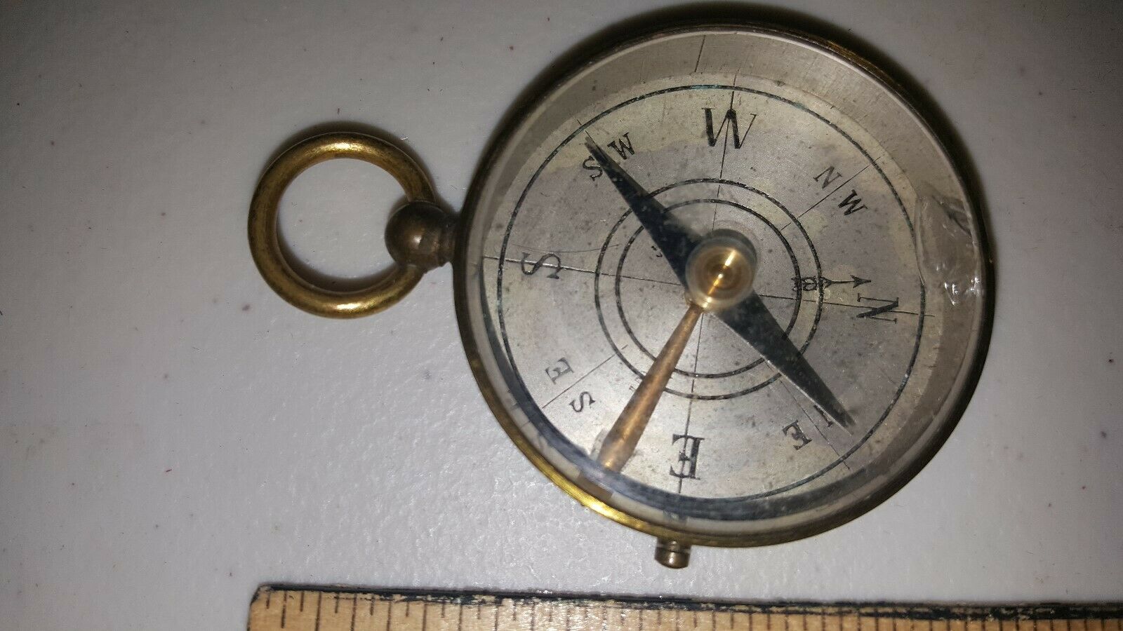 Antique Brass & Glass Compass W Lock Mechanism Ww2 Era Look! France?