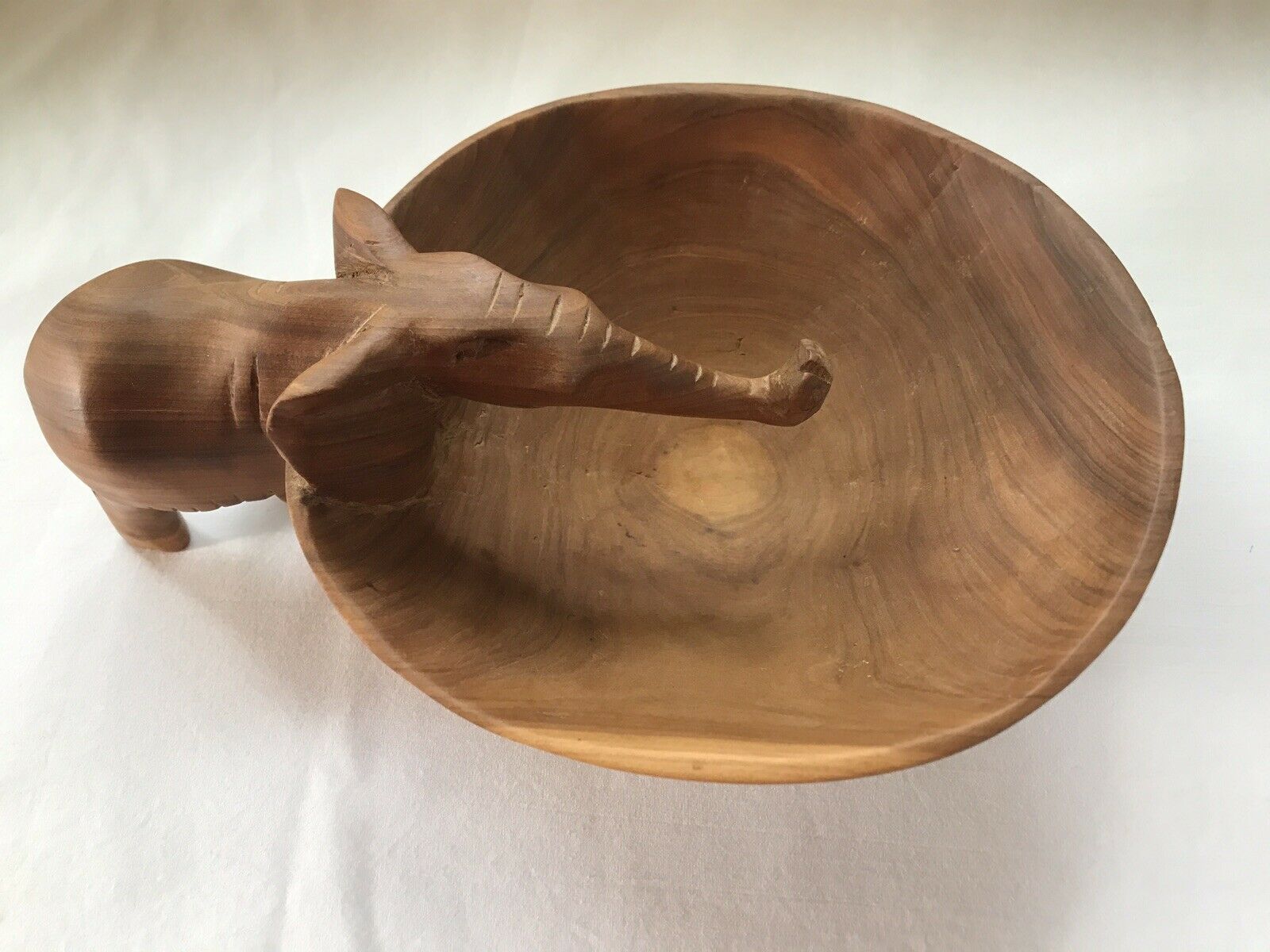 Vintage African Hand Carved Wooden Elephant Bowl Kenya